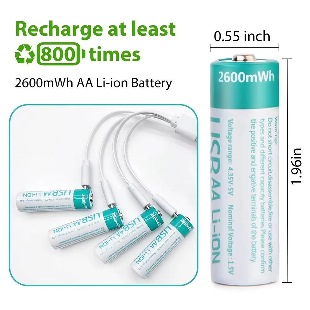 USB Rechargeable AA Batteries