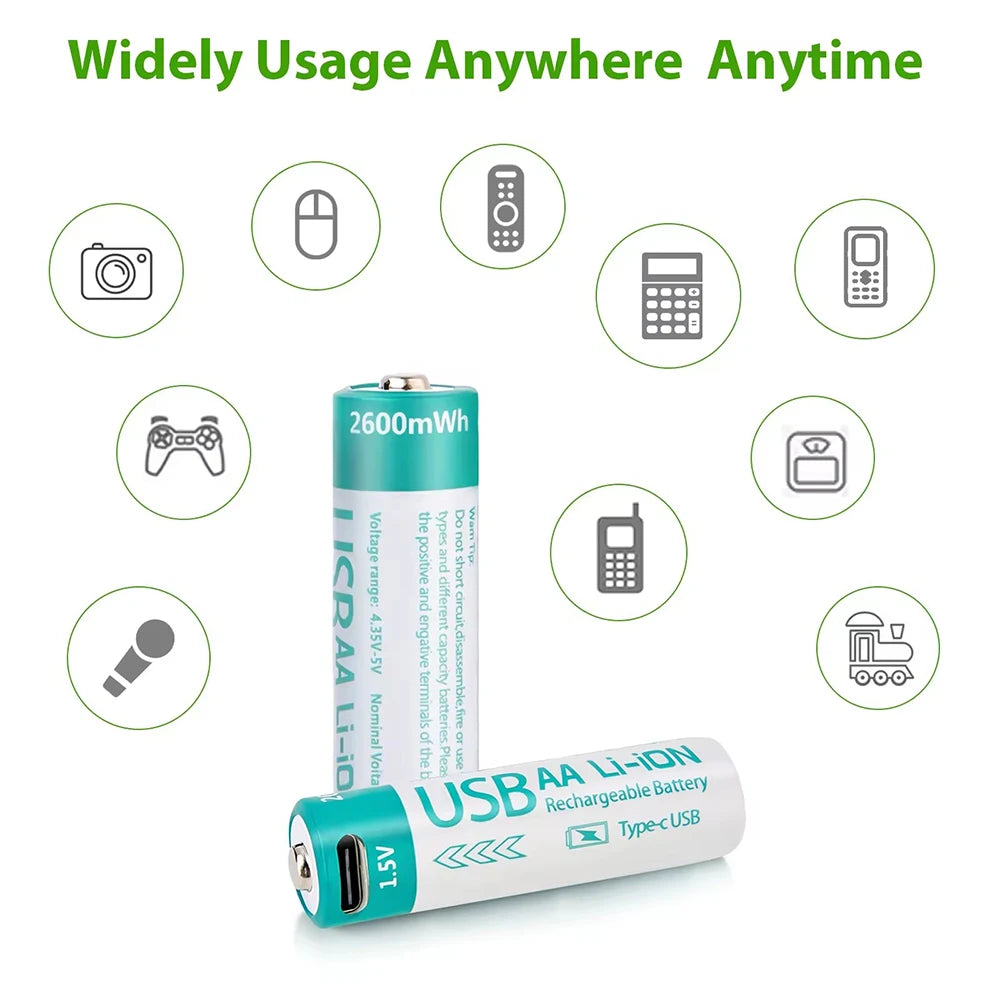 USB Rechargeable AA Batteries