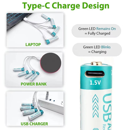 USB Rechargeable AA Batteries